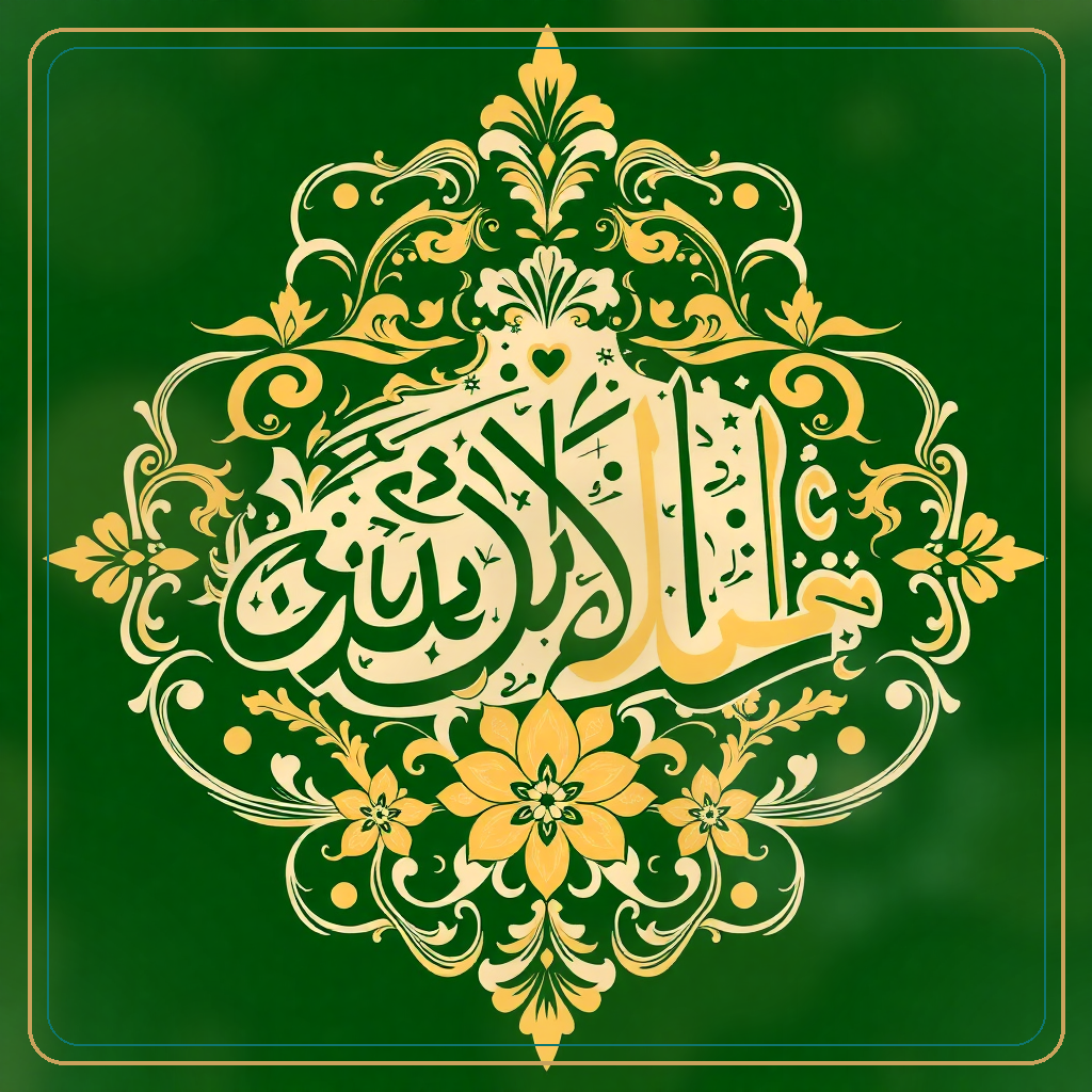 ancient manuscript, illuminated islamic text, gold calligraphy, soft lighting, serene atmosphere